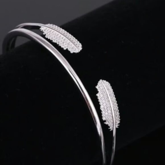 Henry Bendel Silver-Tone Crystal Pave Cuff Bracelet - Picture 1 of 8